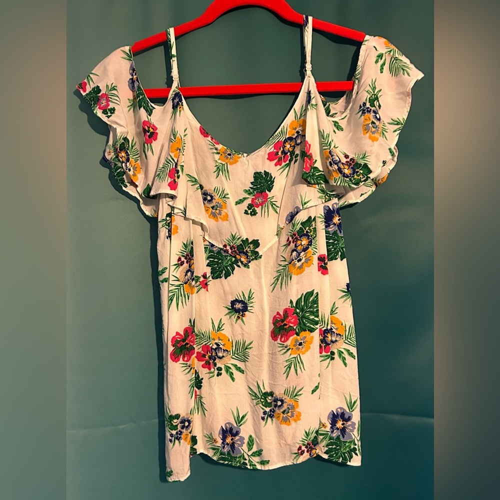 Old Navy Floral Ruffle Cold Shoulder Blouse